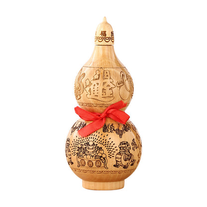 Large Peach Wood Gourd Statue, Carved Openable Gourd Ornament, Chinese Style Home Living Room Decor, Wholesale Available