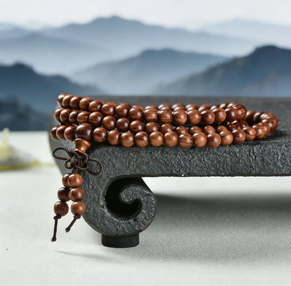 Natural Century-old Taishan Peach Wood Bracelet, Wild Aged Wood Beaded Bracelet for Men Women, Daily Amulet Jewelry Gift