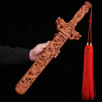 Pure Natural Peach Wood Sword, Hand Carved Chinese Traditional Craft Sword, Home Decor Ornament & Scenic Folk Art Pendant