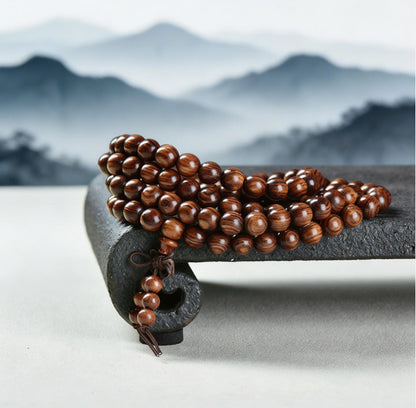 Natural Century-old Taishan Peach Wood Bracelet, Wild Aged Wood Beaded Bracelet for Men Women, Daily Amulet Jewelry Gift