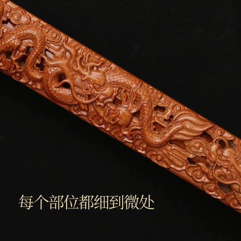 Pure Natural Peach Wood Sword, Hand Carved Chinese Traditional Craft Sword, Home Decor Ornament & Scenic Folk Art Pendant