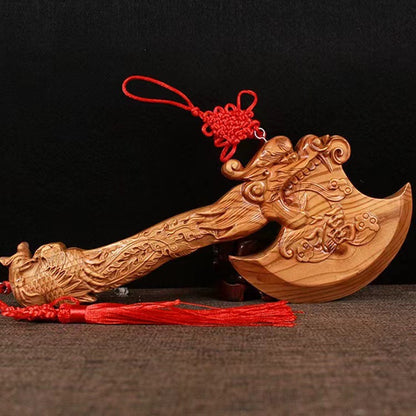 Pure Natural Peach Wood Sword, Hand Carved Chinese Traditional Craft Sword, Home Decor Ornament & Scenic Folk Art Pendant