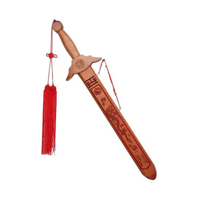 Pure Natural Peach Wood Sword, Hand Carved Chinese Traditional Craft Sword, Home Decor Ornament & Scenic Folk Art Pendant