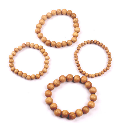 New Chinese Style Plain Peach Wood Bead Bracelet, Handmade Wooden Craft Ornament, Scenic Popular Vintage Wood Bead Jewelry Unisex