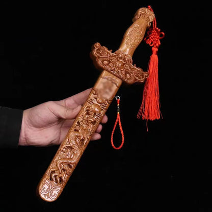 Pure Natural Peach Wood Sword, Hand Carved Chinese Traditional Craft Sword, Home Decor Ornament & Scenic Folk Art Pendant